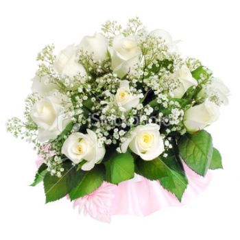 Madrid Soft White Romance Trandafiri Albi și Buchet De Mirese